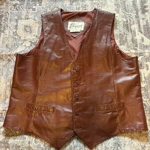 Vintage Berman’s Mens Leather Vest 48 Brown Biker Cowboy Rodeo Ranch Bike Korea